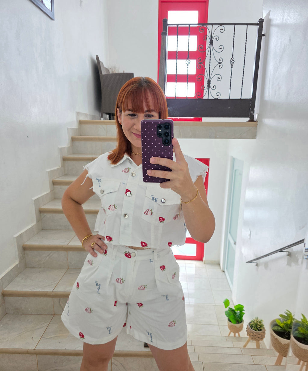 Strawberries Baggy denim short