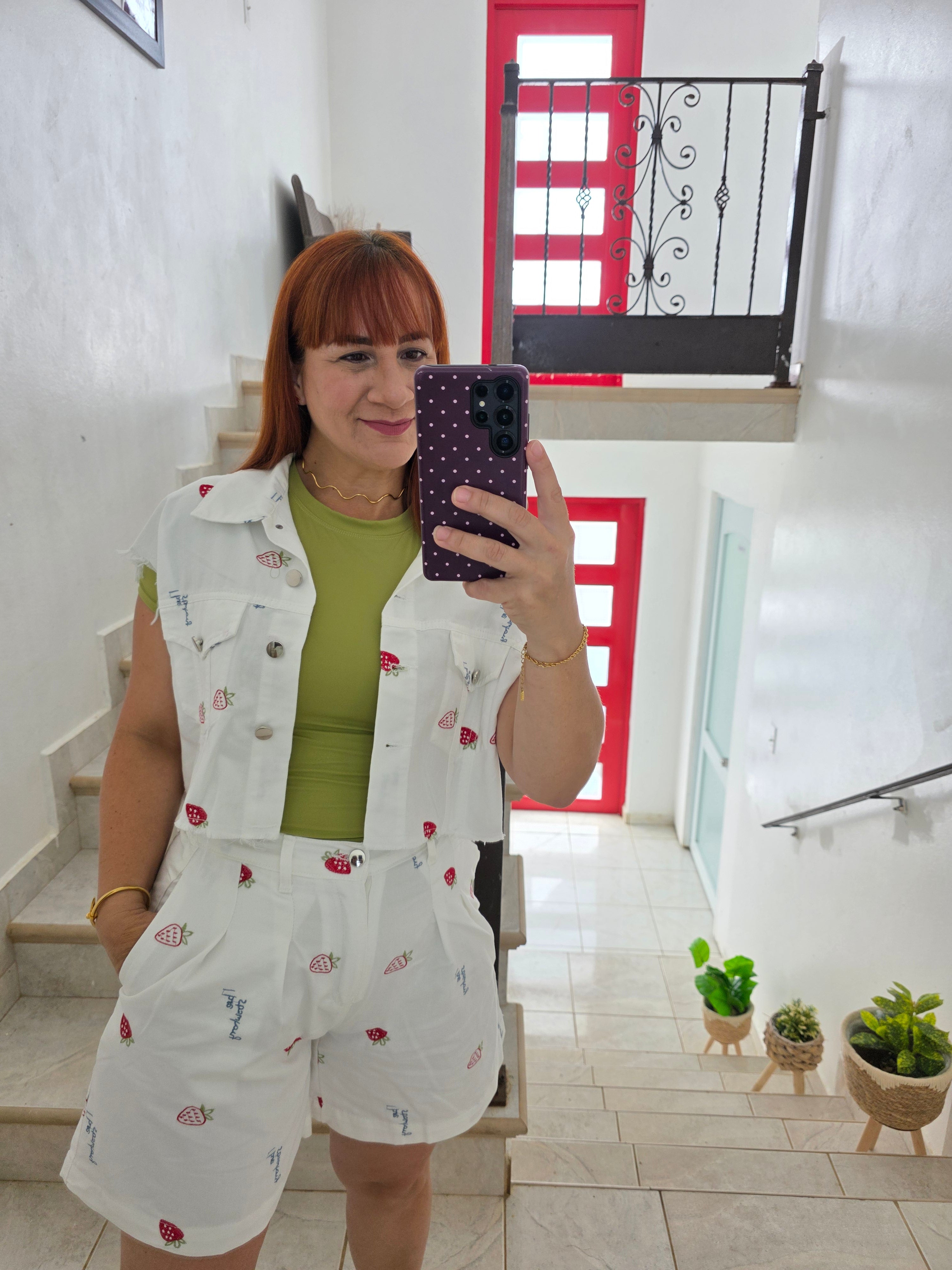 Strawberries denin jacket