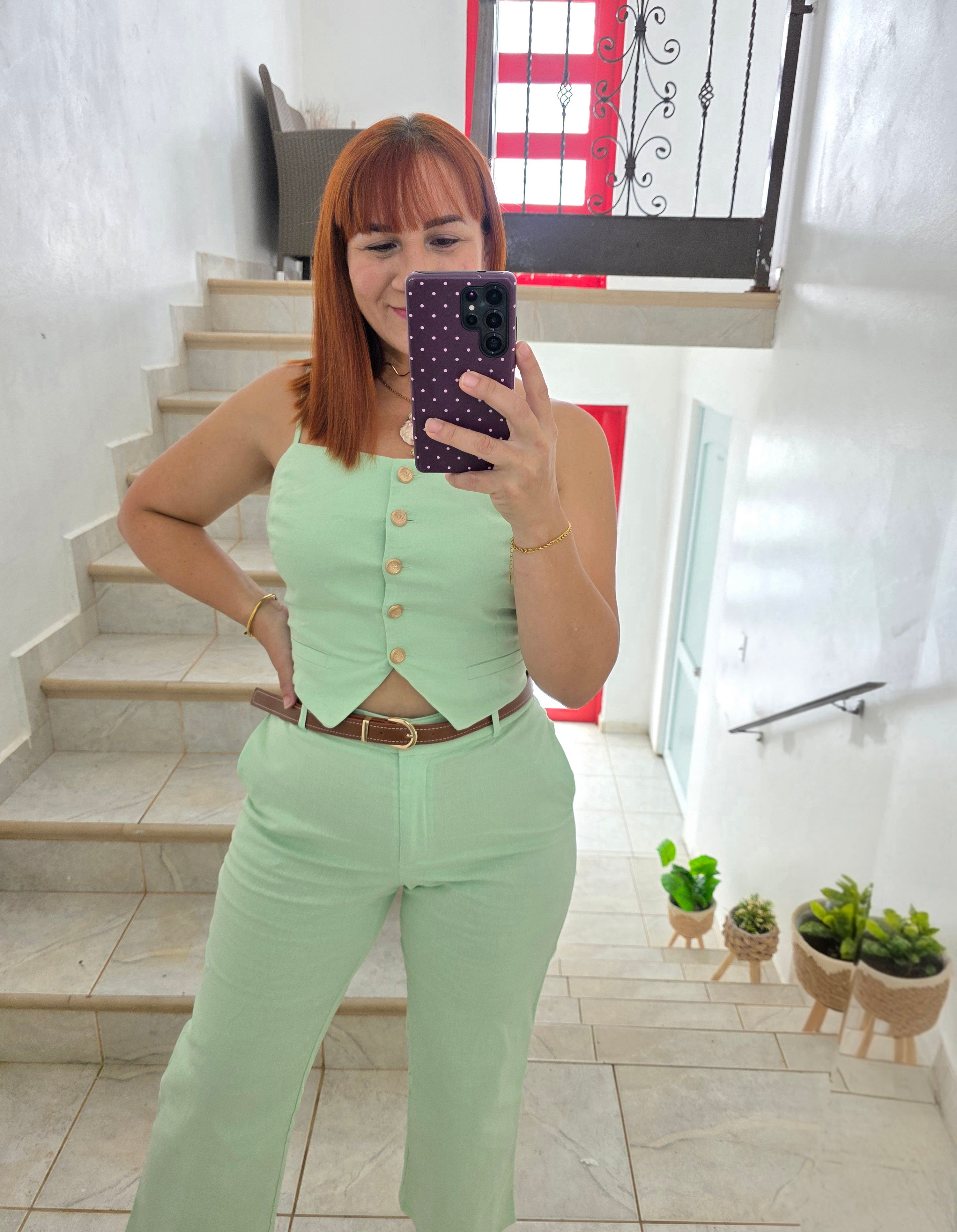 Tobillero linen set with belt