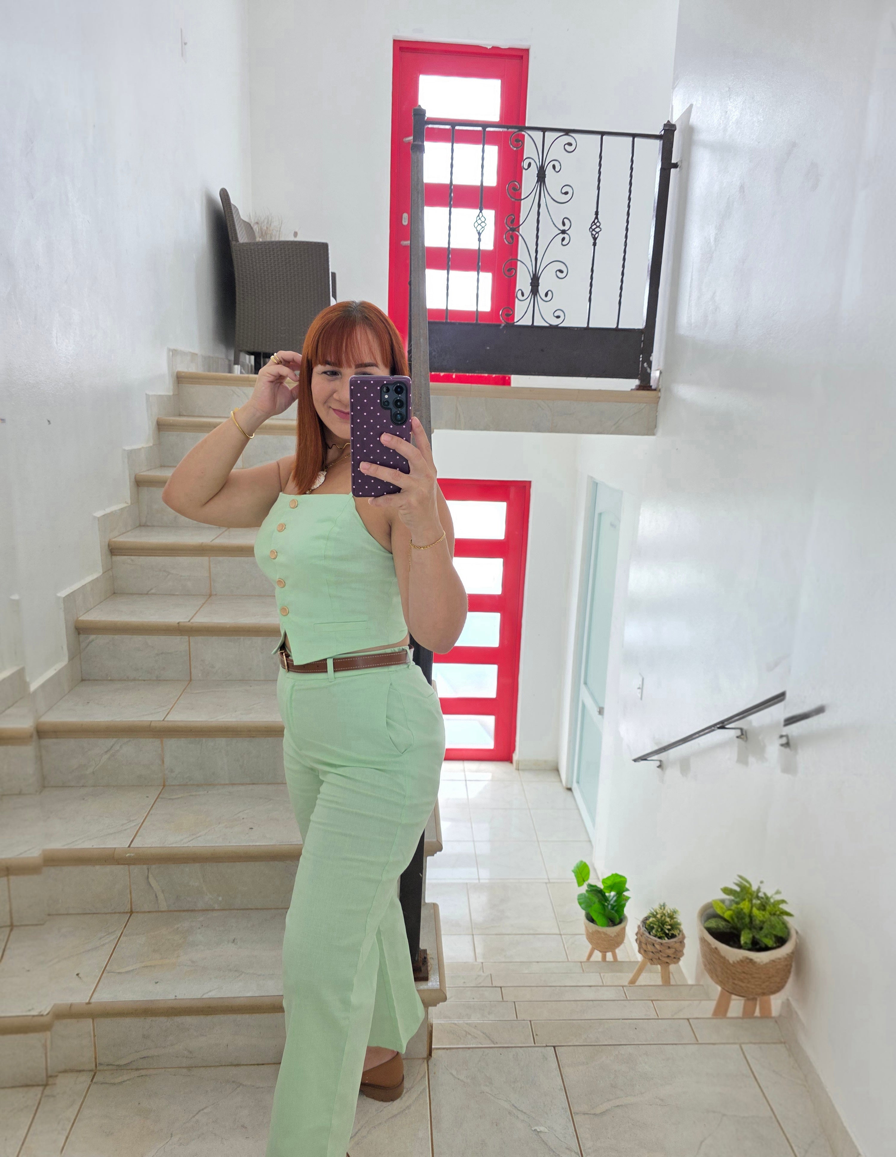 Tobillero linen set with belt