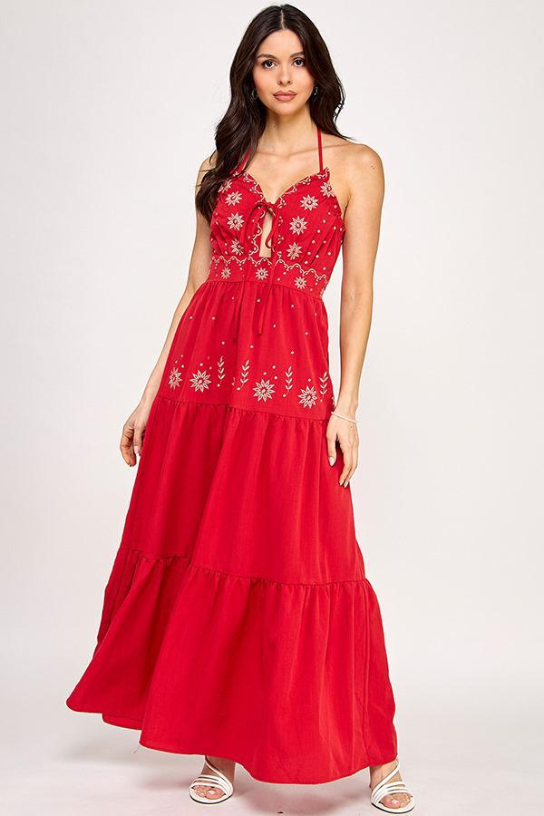 Maxi dress embroidered
