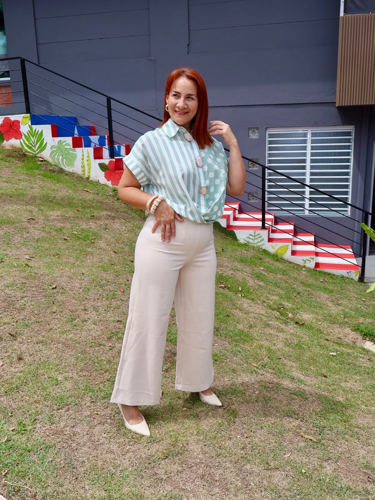 Top polka y rayas
