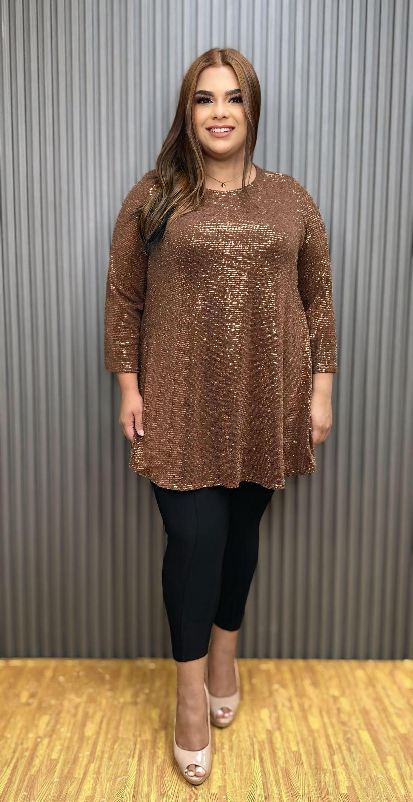 Blusa manga larga de brillo