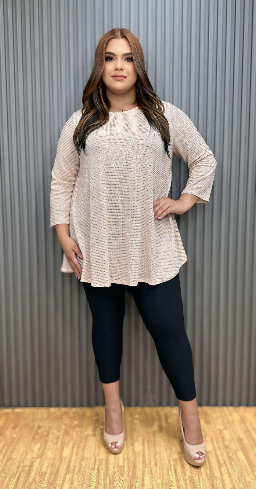 Blusa manga larga de brillo