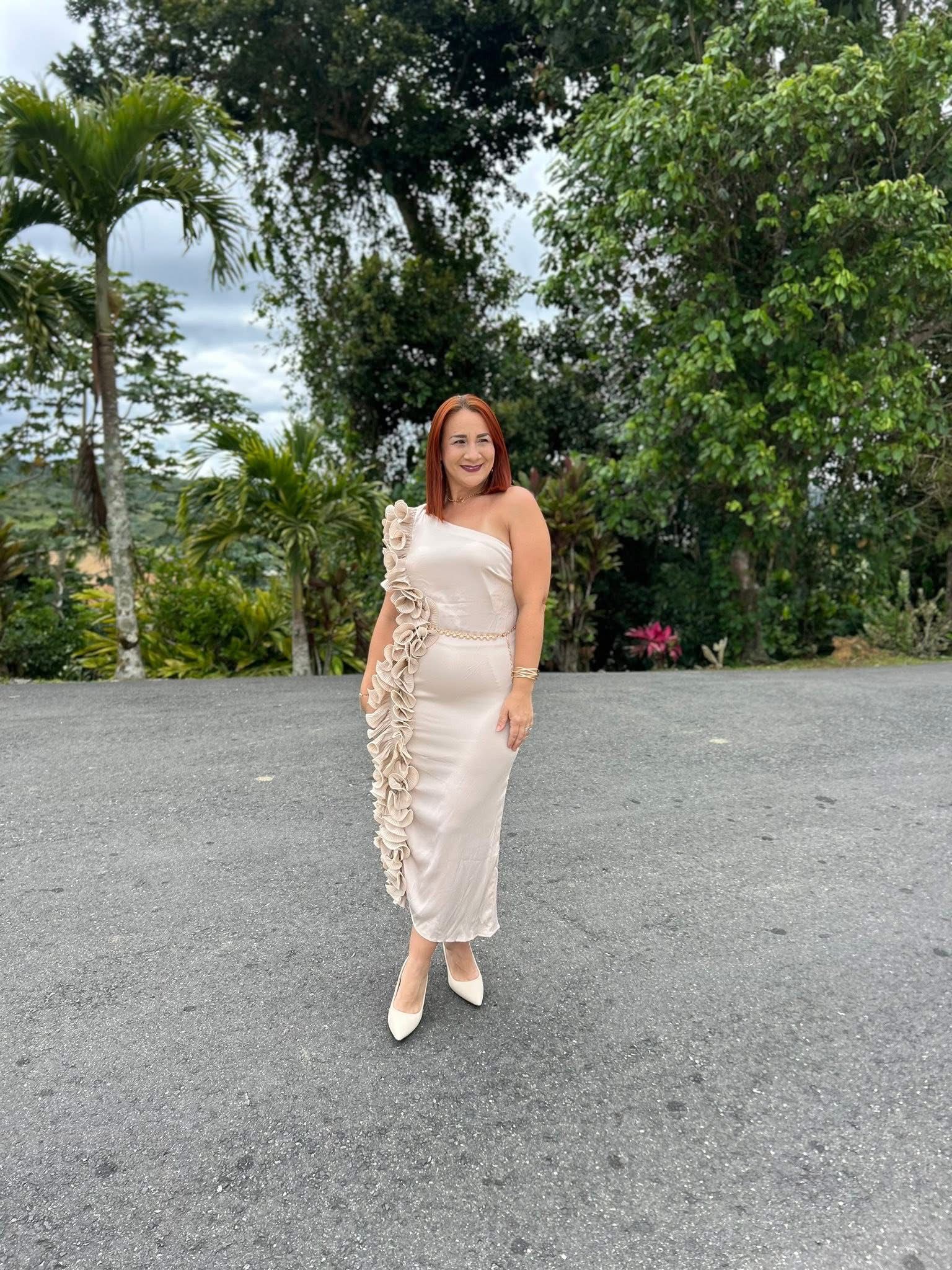 Ruffled one shoulder midi dresss