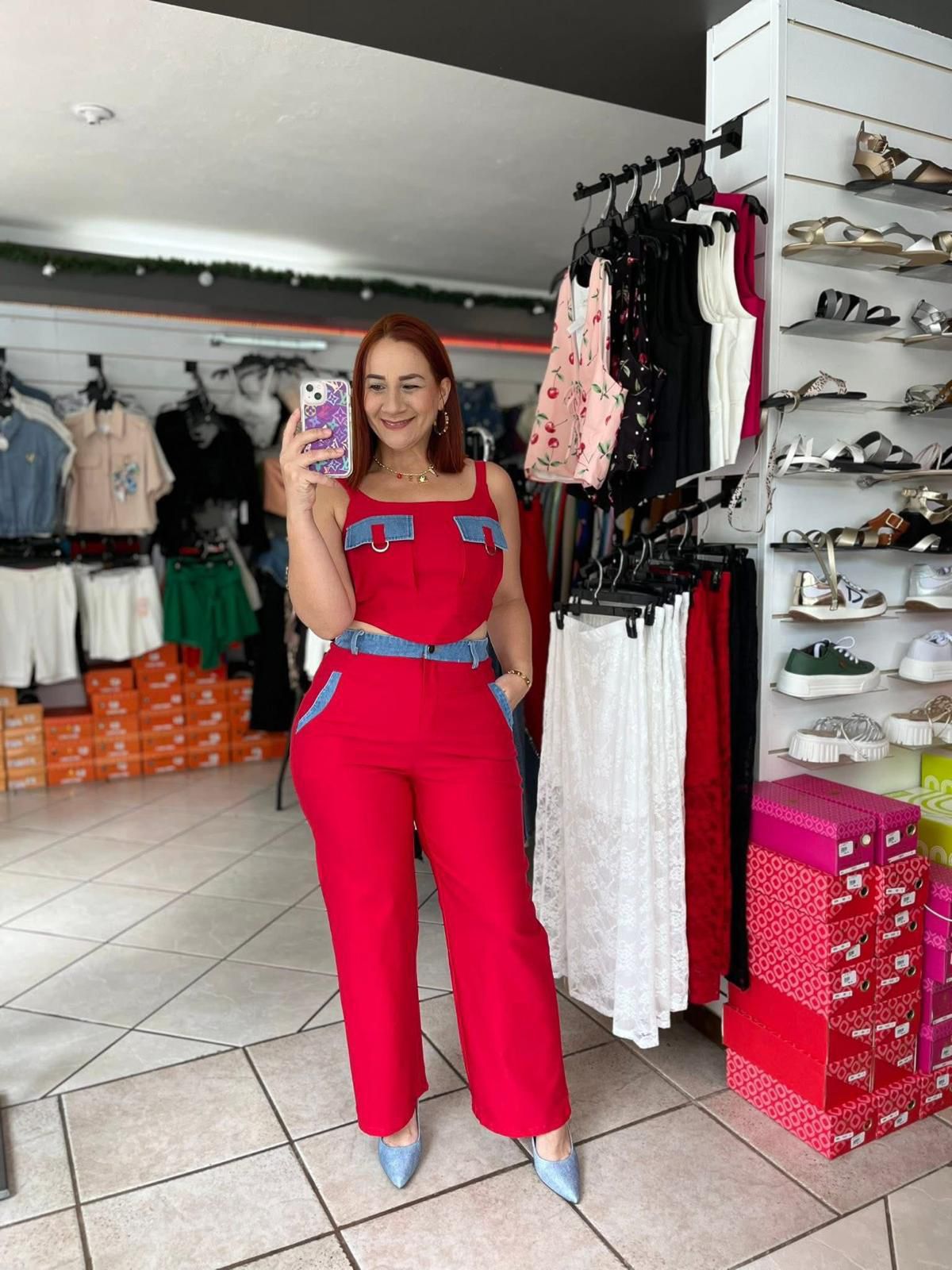 Enterizo Rojo Contrast Jean