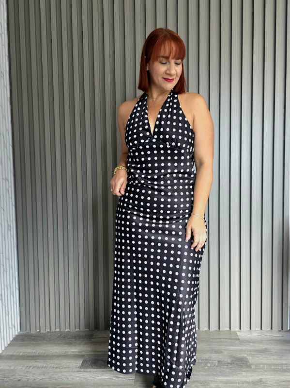 Polka dots satin dress