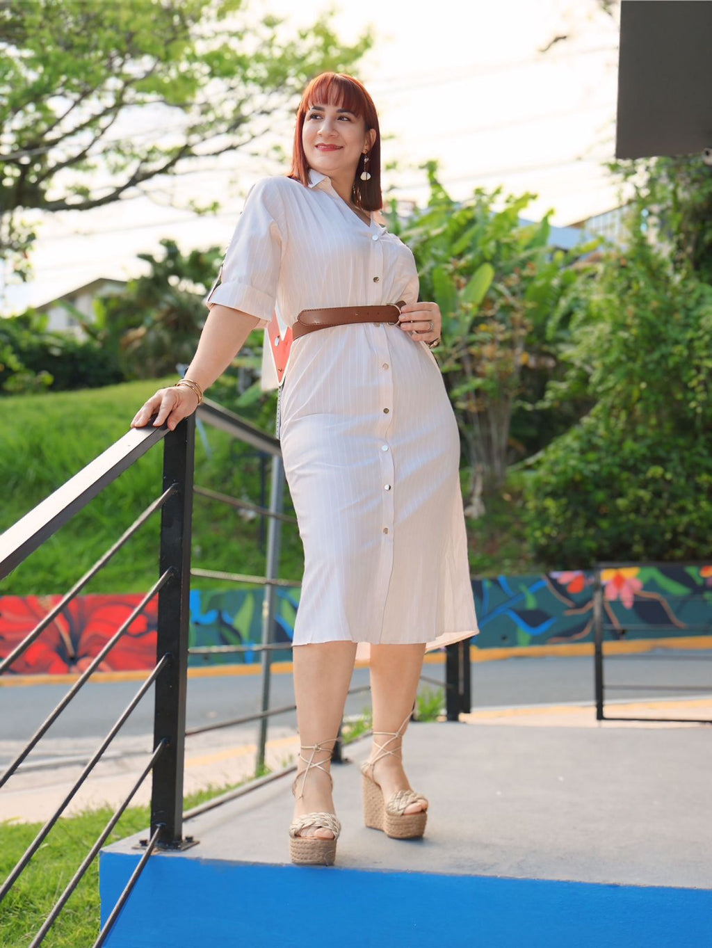 Stripes dress with belt