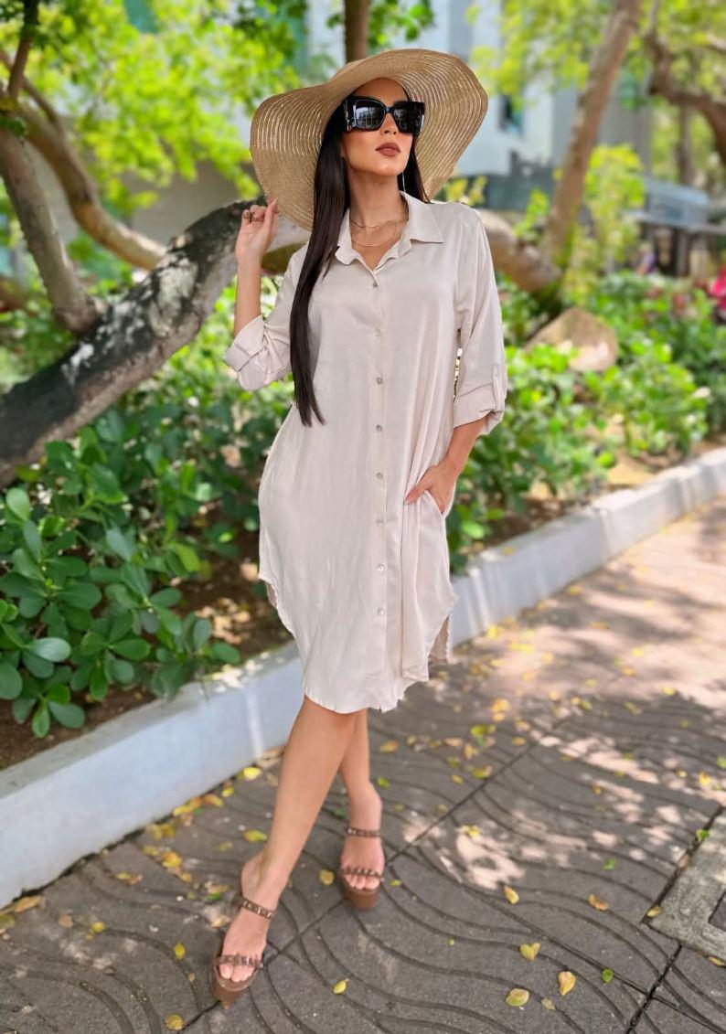 Vestido en hilo estilo camisa