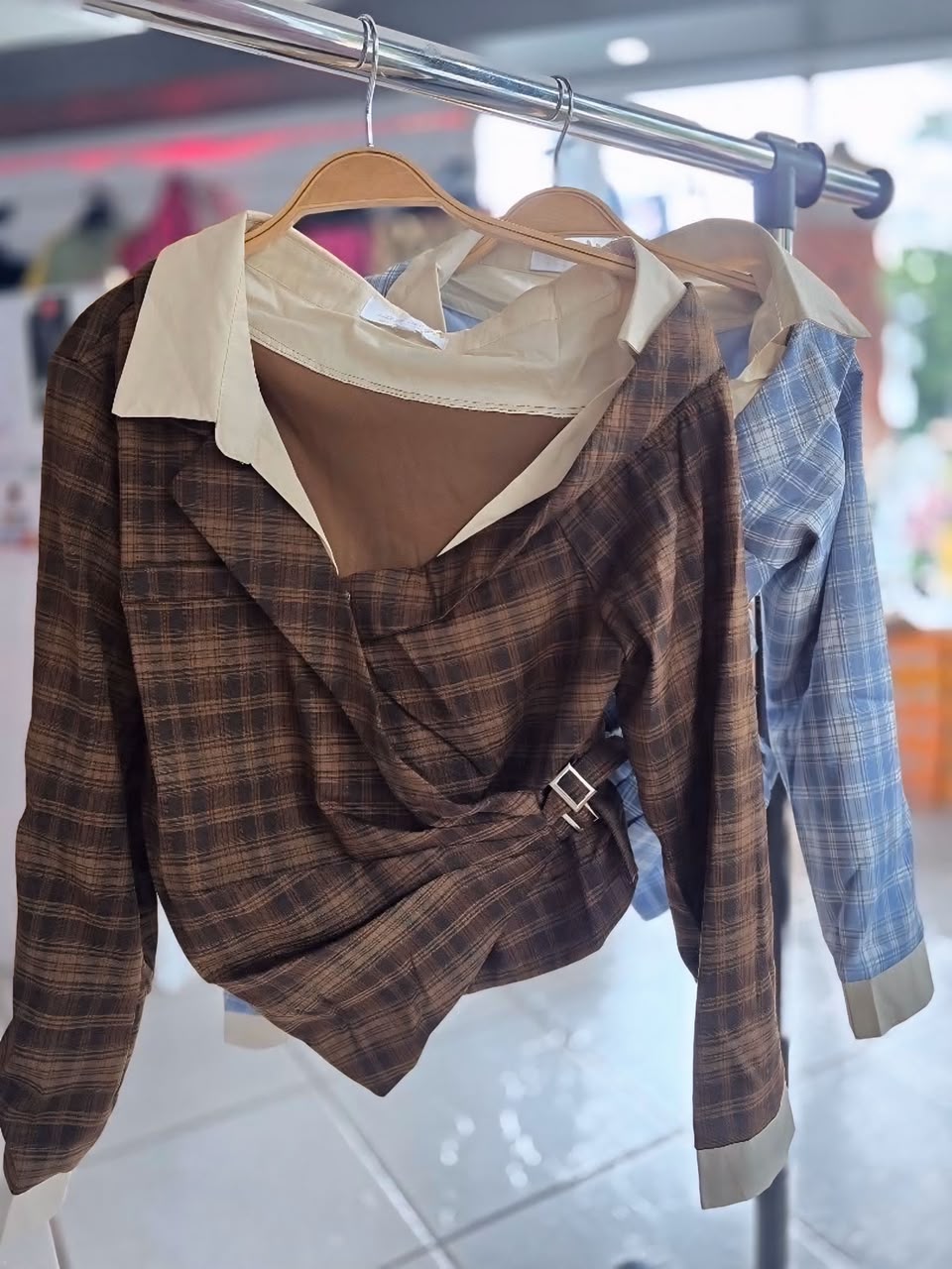 Plaid 3/4 top