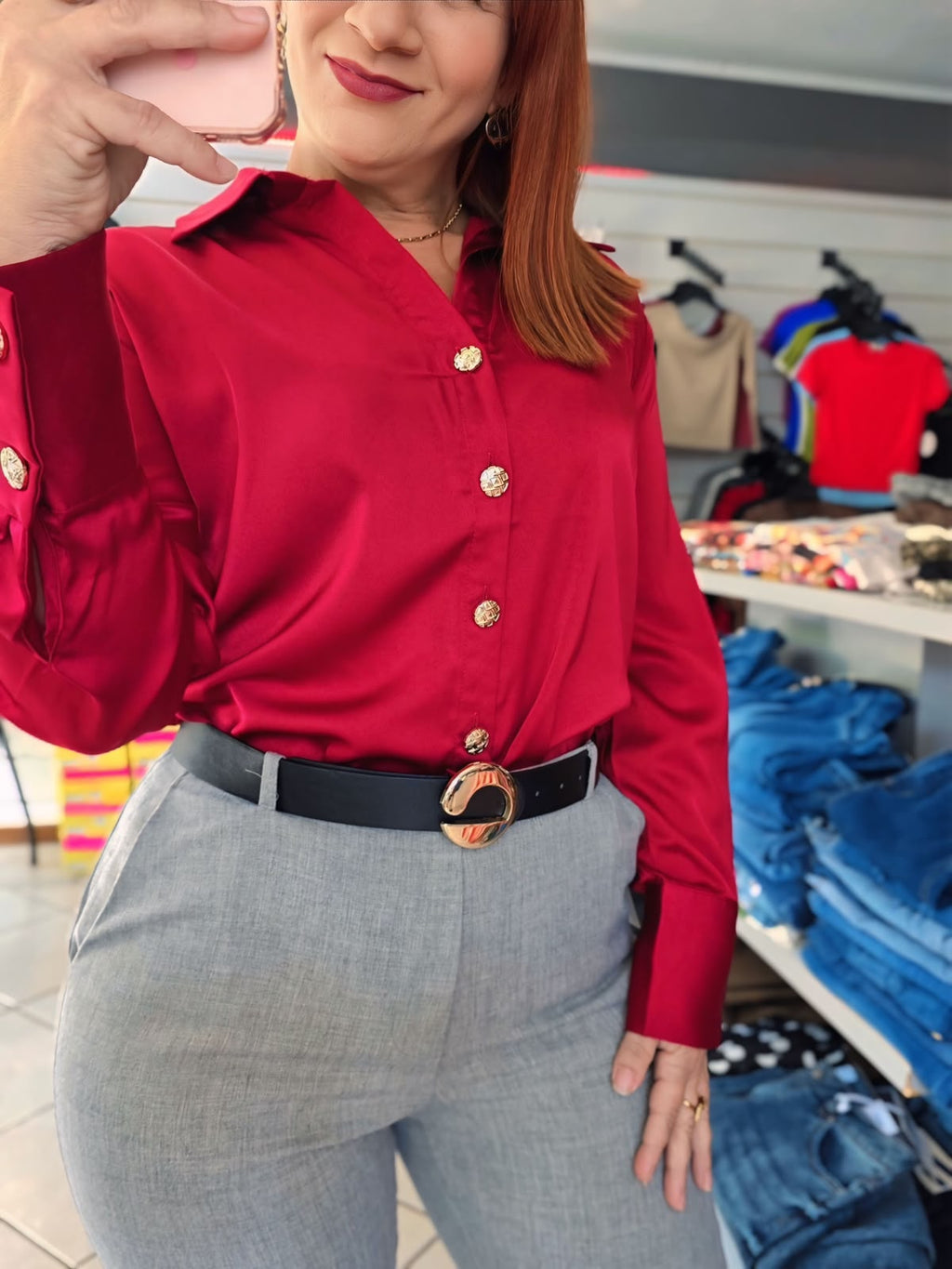 Satin Button Blouse