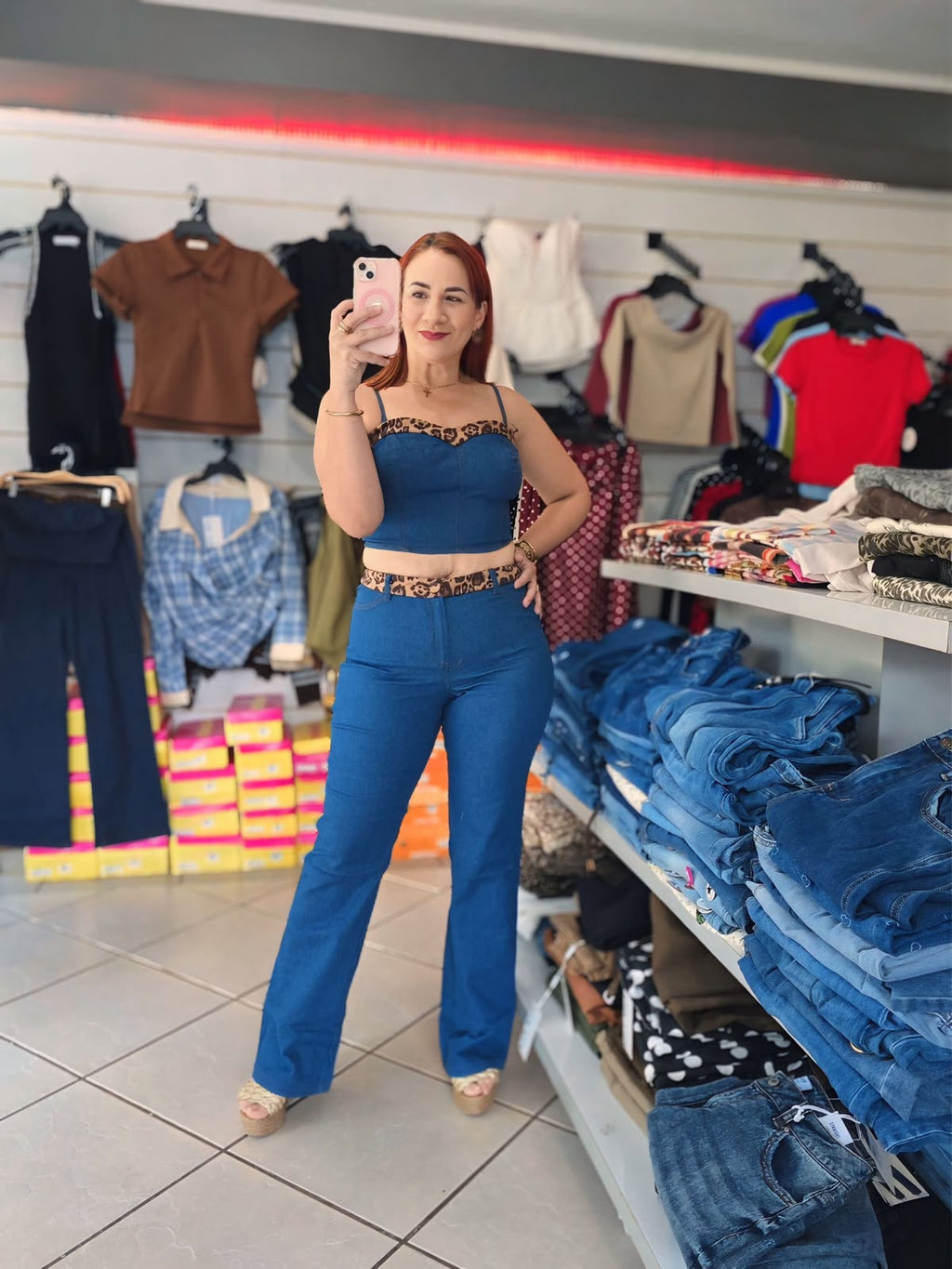 Denim Leopard 2 pcs set