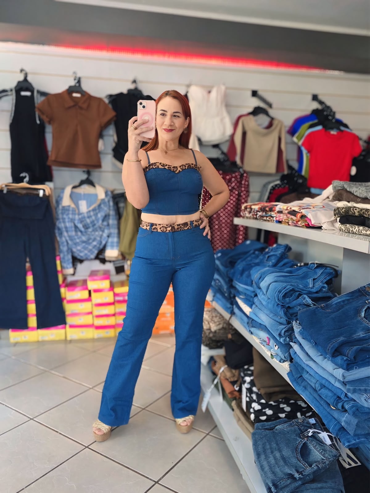 Denim Leopard 2 pcs set
