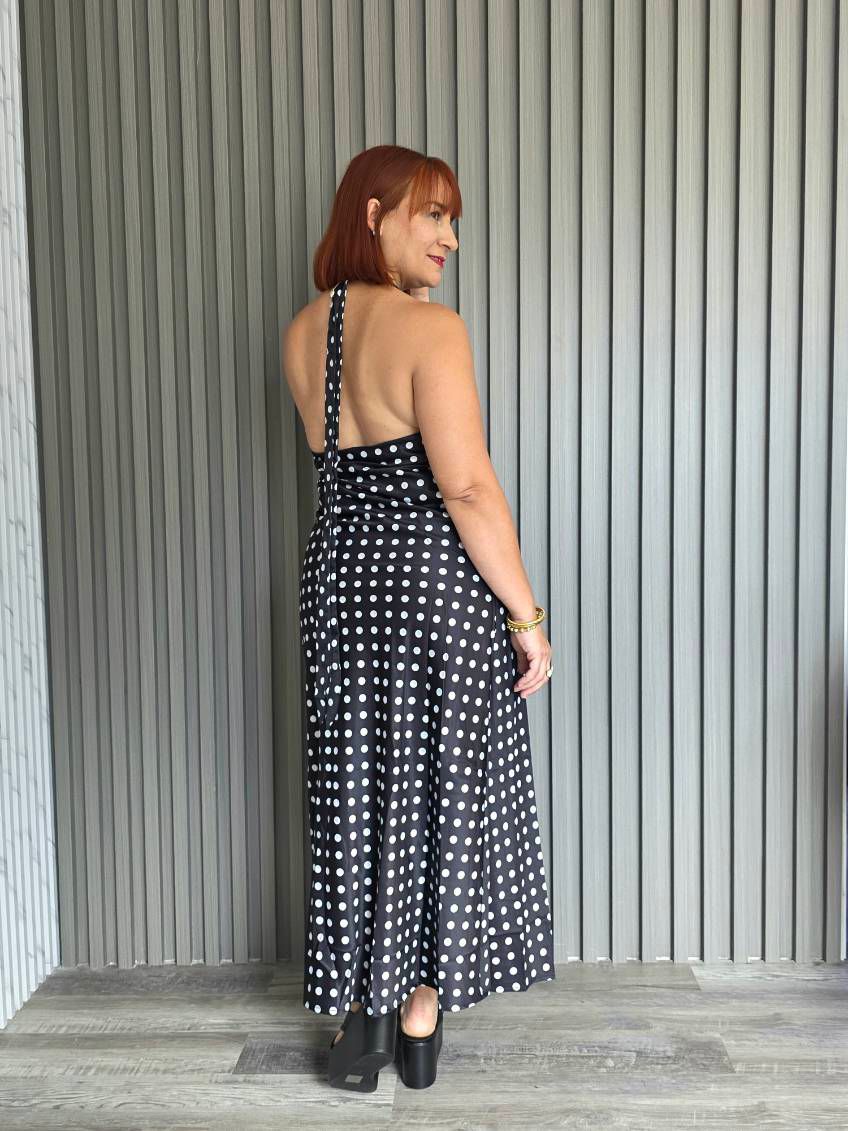 Polka dots satin dress