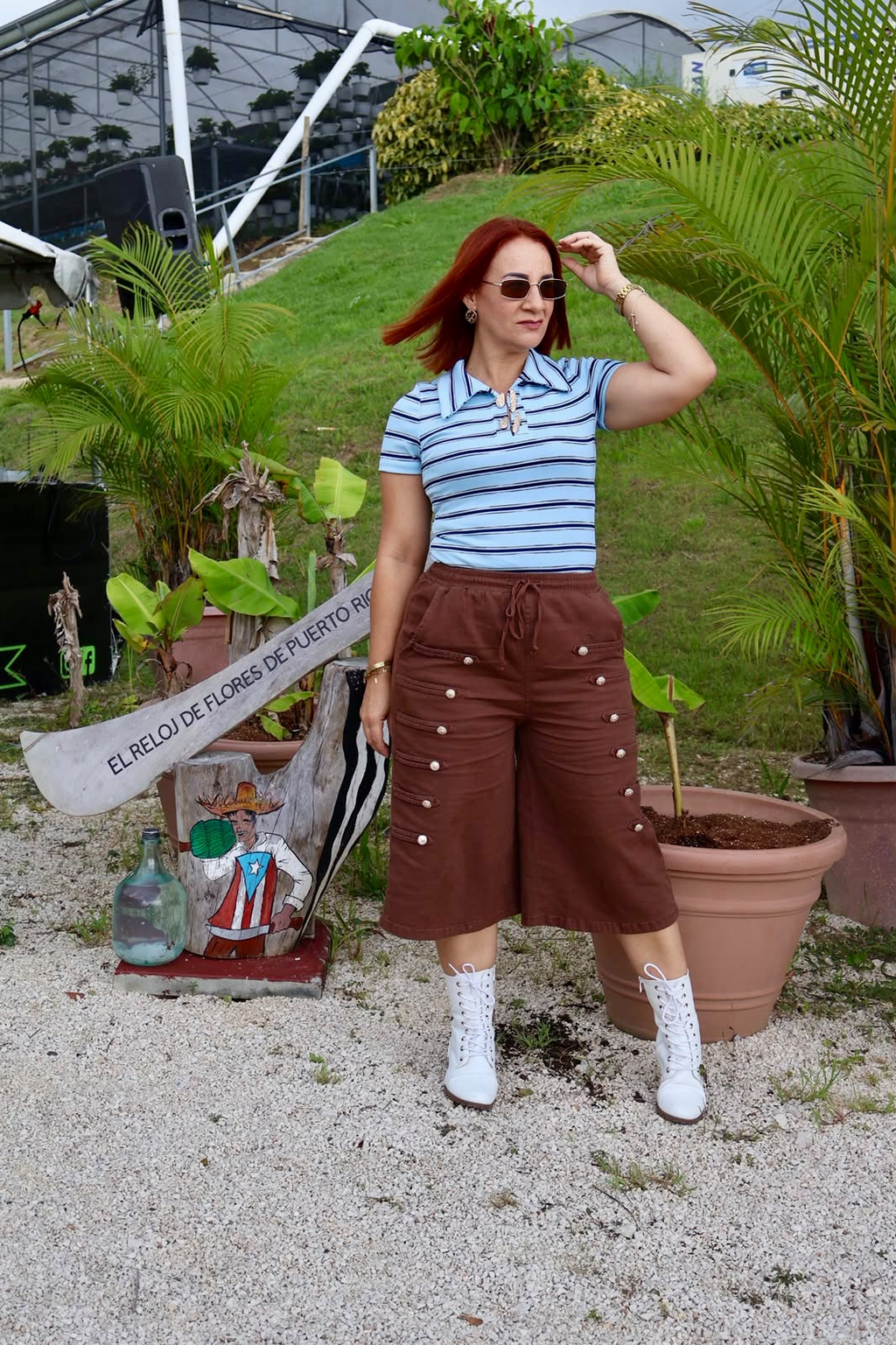 Stripe polo top